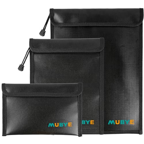 Upgraded Fireproof Waterproof Document Bag - 3 Pack Safe Money Bags with Zipper, Fire & Water Resistant Storage Organizer Pouch for Documents Holder,File,Cash,Passport,Tablet (Black)