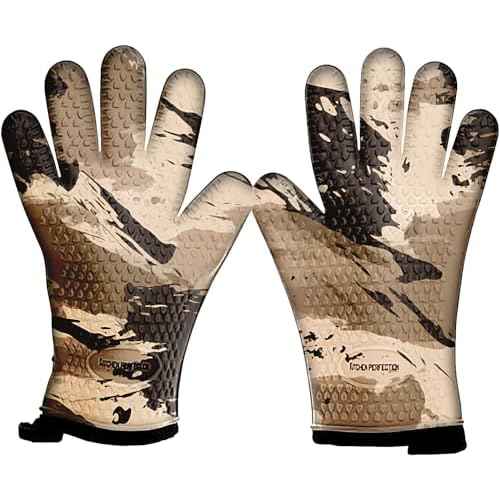 Kitchen perfection XL Silicone Smoker Oven Gloves-Extreme Heat Resistant BBQ Gloves-Handle Hot Food Right on Your Grill Fryer&Pit|Waterproof Grilling Cooking Baking Mitts|Superior Value Set+3 Bonuses