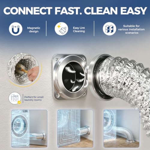 ALORAIR Silver Magnetic Dryer Vent Connector Kit - 4-Inch Quick Connect DV180