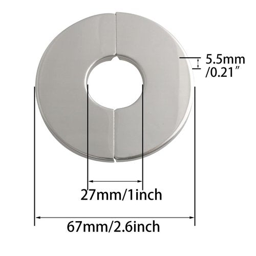 HSCGIN Wall Split Flange 2PCS Stainless Steel Round Escutcheon Plate Floor and Ceiling Plate Cover Split Flange for 28mm Dia Pipe 25 Type Silver