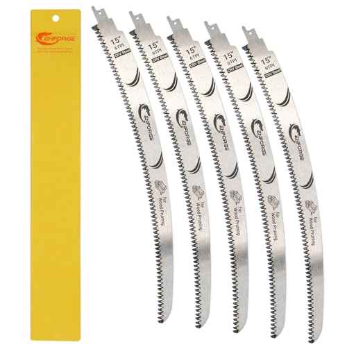 Japanese Teeth Wood Pruning Reciprocating Saw Blades, 15 Inch, 6 TPI, Arc Edge Wood Pruning Saw Blades for Tree Trimming, for Sawzall Blades for Trees (5 Blades)
