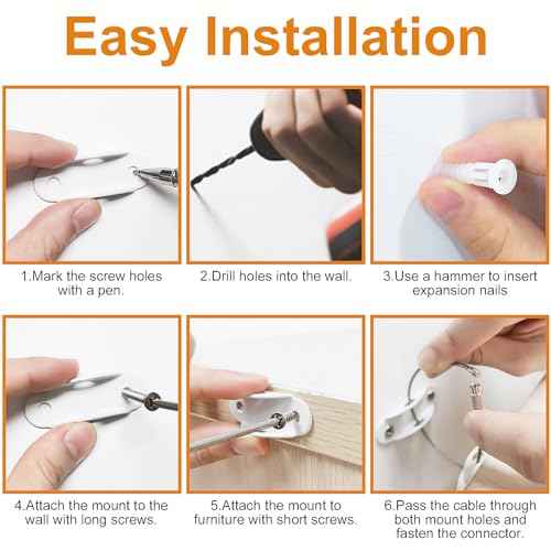 Furniture Anchors (8 Pack) for Baby Proofing, Anti Tip Furniture Anchor Securing 420lbs Tension Earthquake Resistant Metal Furniture Wall Anchor Prevent Baby Pet from Falling Furniture