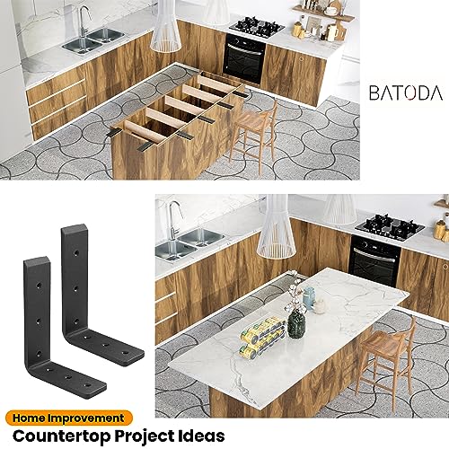 BATODA 8-Inch Heavy Duty Steel Support Brackets for Countertops - 4 Pack