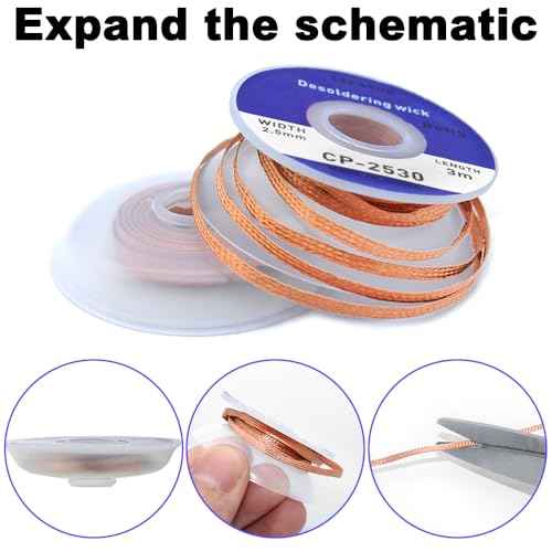 SourceTon 4-Pack Desoldering Wick Braid (10ft x 0.1in) | Copper Solder Remover Tool for Resoldering and Desoldering, Drawing in Excess Solder