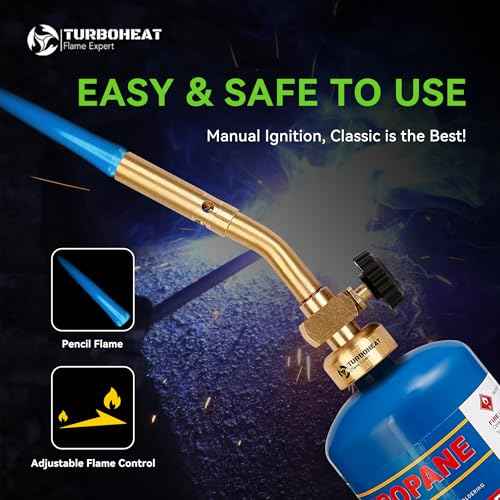 Propane Torch Head Solid Brass Mini Soldering Torch Gun with Precise Pencil Flame Manual Ignition MAPP MAP Gas Torch Fuel on Propane Blowtorch for Welding Wood Work Brazing Torch Lighter Kit