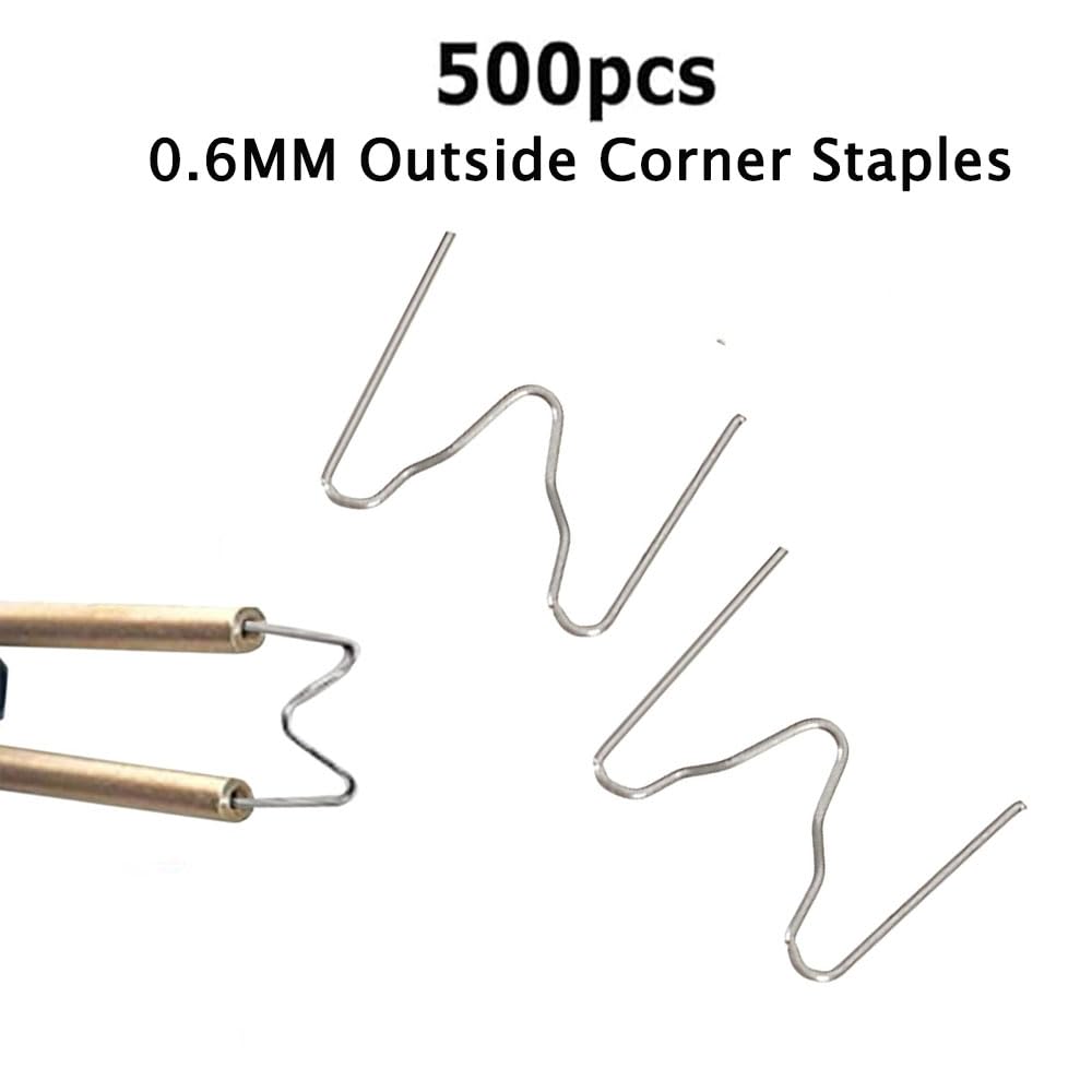 500 Pcs Hot Staples, Hot Stapler Kit Welding Rods Bumper Repair Welding Wire for Repair Machine Car Bumpers Car Bumper Repair Kit, 0.6MM Outside Corner Staples