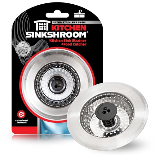 Kitchen SinkShroom 1-Pack Black Stainless Steel Sink Strainer - Clog-Free