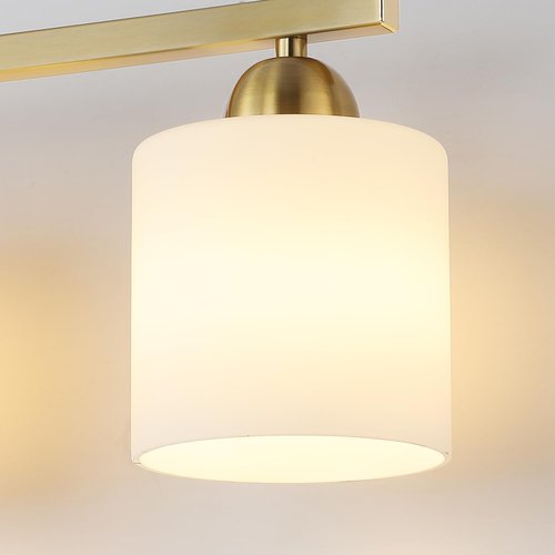 Mecgirn Stainless Steel Milk Glass Bathroom Vanity Light Over Mirror, 3 Light Brushed Gold Bathroom Light Fixtures with Frosted Glass, Modern Vanity Lighting Wall Mount