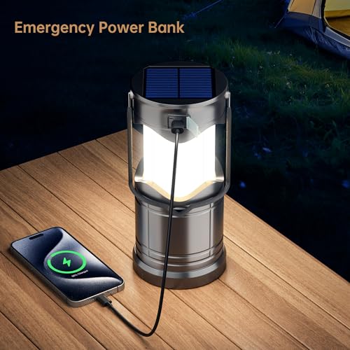 4-Pack Solar Camping Lanterns with USB Rechargeable LED Flashlights - Emergency & Outdoor Power