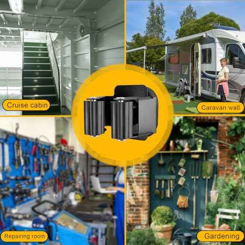 Upgraded Magnetic Broom and Mop Holder Wall Mount, Space-Saving Heavy Duty No Drill Over the Door Broom Gripper RV Camper Wall Organizer,Black,4 Pcs