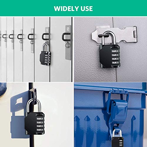 AIHYTU Black 4-Digit Resettable Combination Padlock Waterproof Heavy Duty for Gym Locker, Fence Gate, Toolbox – 2 Pack