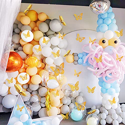 SAOROPEB 48 Pcs Gold 3D Butterfly Wall Decor Set for Birthday & Party