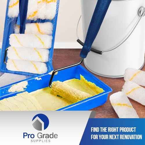 Pro Grade - Paint Roller Tool Kit - 10 Piece Painting Set - Mini Plastic Paint Tray Set, Mini Roller Frame,Microfiber Roller Covers