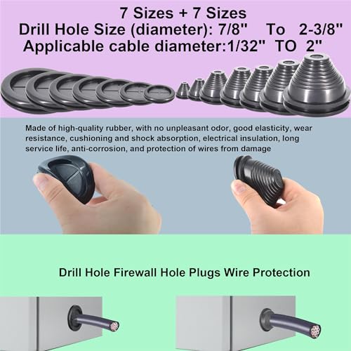 28 Pack Rubber Grommets Wire Protection Kit - Firewall Hole Plugs for Electrical & Plumbing