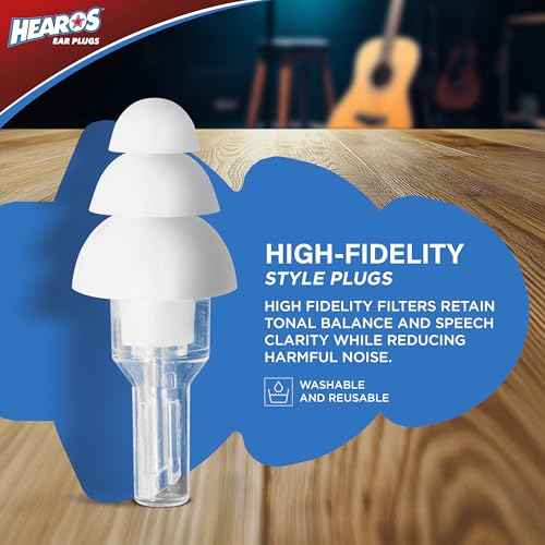 HEAROS High Fidelity Musician Ear Plugs Ultimate In Comfortable And Hearing Protection Professional Musicians Earplugs Noise Cancelling Earplugs For Concerts Motorcyclists Loud Events (1 Pair)