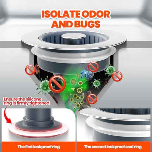 Kitchen Sink Drain Strainer & Sink Stopper, Upgraded 3 in 1 Stainless Steel Drain Plug Combo with Anti-Clog Basket, Pop Up Drain Cover for Standard 3-1/2'', Fits Double Bowl Kitchen Sinks