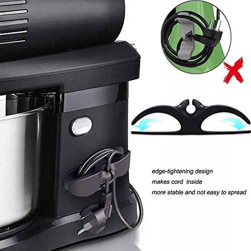 SisBroo Cord Organizer for Appliances – 4 Pack Adhesive Silicone Cord Wrappers (Black 2, White 2) for Countertop Machines