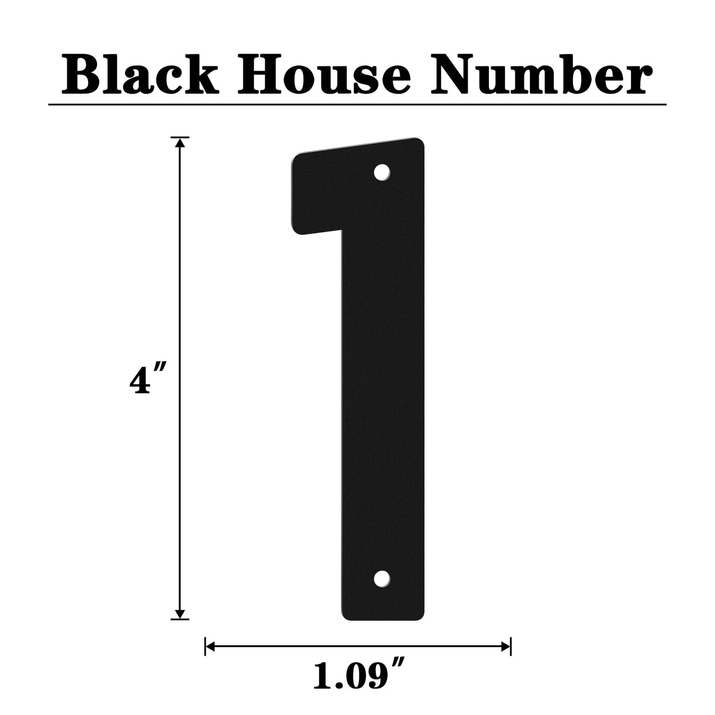 3" 4" 5" 6" 8" 10" Metal House Numbers, Metal Address Numbers, Modern Black House Number for Outside, Outdoor Address Number for Apartment Home Street Office Mailbox (4",1)