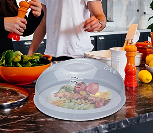 Tusjiain 11.5 Inch Microwave Splatter Cover, Tall Clear BPA Free Lid with Easy-Grip Handle