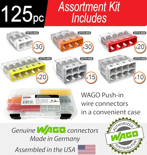 Peppy Products 125-Pack WAGO 2773 Wall Nuts Push-In Wire Connectors Assortment Kit