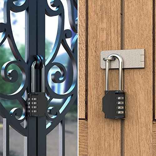 3.2 Inch Ultra Long Shackle Resettable Combination Padlock, 4 Digit Set Your Own Combination Combo Lock Outdoor for School Gym Employee Locker Lock, Hasp Storage, Fence Gate, Toolbox - 2 Pack