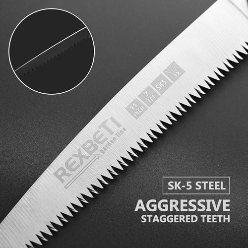 REXBETI 11-Inch Folding Hand Saw for Wood & Camping - Heavy Duty SK5 Steel Blade
