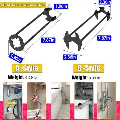 Basin Wrench, 9 in 1 Multifunctional Sink Bathroom Wrench, Standard Household Water Pipe Faucet Washing Basin Corner Valve Sink Repair Removal Tool for Kitchen & Bathroom Tight Spaces (2-Piece)