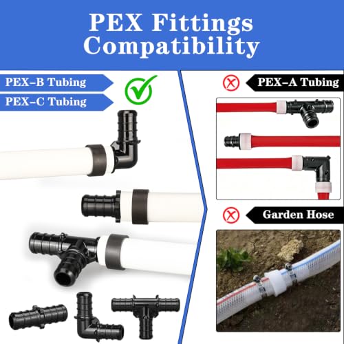 PXZBLG 30pcs 1/2" Poly PPSU Barb Crimp PEX Fittings Set - No Lead, Compatible with Water & Heating Systems