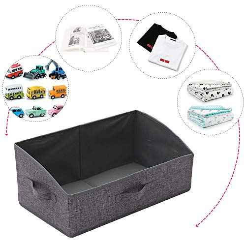 5 Pack Trapezoid Large Foldable Closet Storage Bins with Handle, Fabric Storage Organizer Cube Cloth Containers Linen Box Shelf Baskets for Clothes Clothing Shelves Wardrobe