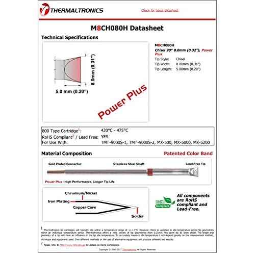Thermaltronics M8CH080H Chisel 90deg 8.0mm (0.32in), Power Plus