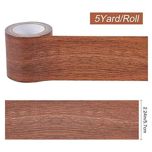 GORGECRAFT 2.2 Inch x 15Ft Wood Textured Adhesive Repair Tape Self Adhesive Patch Realistic Wood Grain Repair Tape High-Adhesive Repair Tape Simulation for Chair Floor Furniture(Coconut Brown)