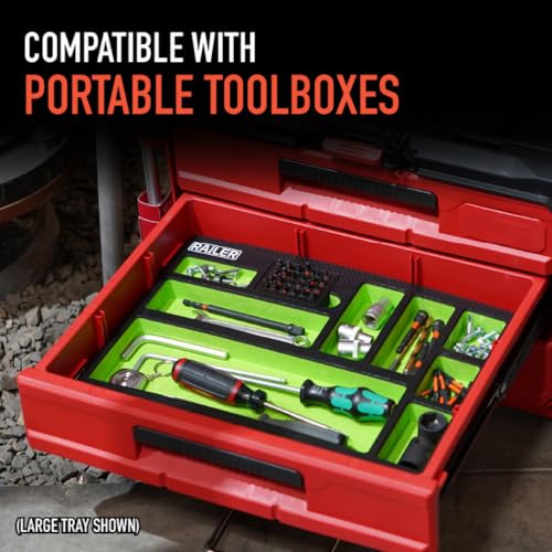 Railer EVA Foam Tool Tray with Built-in Bit & Socket Organizer – Large, Green