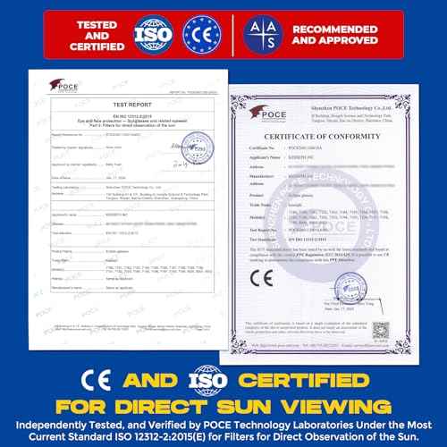 Solar Eclipse Glasses Approved 2024, (10 Pack) CE and ISO Certified Solar Eclipse Observation Glasses, Safe Shades for Direct Sun Viewing, Bonus Smartphone Photo Filter Lens, Blue Stars Design