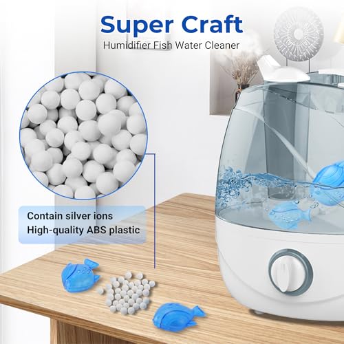 Funmit 12-Pack Humidifier Cleaner Fish, Blue — Removes Mineral Build-Up