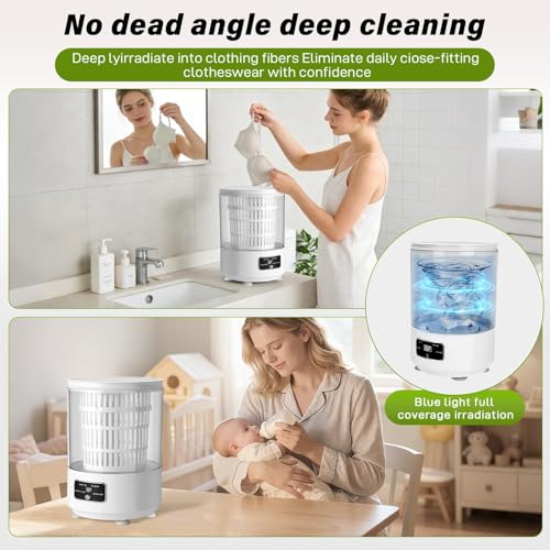Lqliow 4.0L Portable Mini Washing Machine with Blue Light & Dehydration, Semi-Automatic Small Clothes Washer for Family & Travel