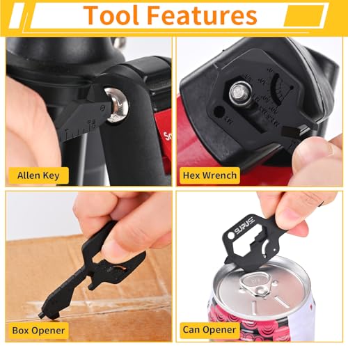 20 In 1 Multitool Pocket Tool, Gift for Boyfriend Him Husband Men, EDC Gadgets with Bottle Opener, Screwdriver, Hex Wrench - Unique Mini Utility Key Shaped Pocket Tool, Black, 1 Pack