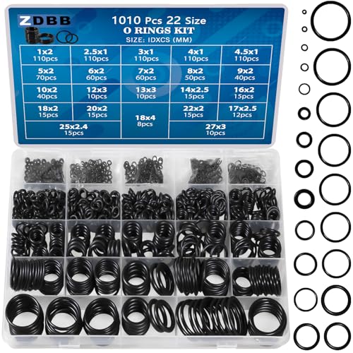 ZDBB 1010Pcs Rubber O Rings Kit - Universal Seal Assortment for Plumbing & Automotive, Variation 1010