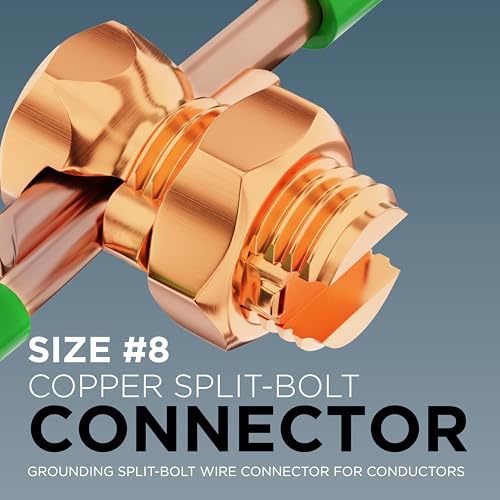 THE CIMPLE CO #8 Copper Split-Bolt Connectors 4 Pack - Electrical Wire Connectors