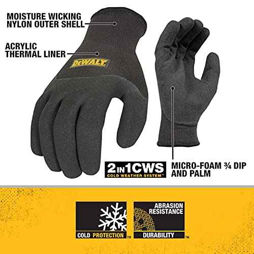Dewalt Thermal Insulated Grip Glove 2 In 1 Design