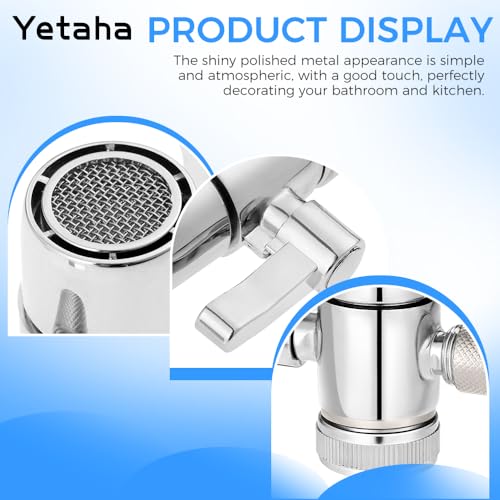 Yetaha 3/8" Faucet Diverter Valve for Kitchen & Bathroom, Metal Splitter Adapter, Fits 3/8" RO Tubing