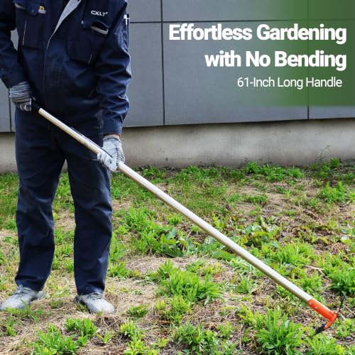 CKLT 61 Inch Adjustable Garden Hoe and Weed Puller Rake Heavy Duty Steel