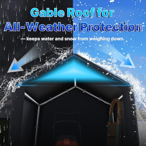 6x8 ft Outdoor Storage Shelter Carport Tent - Portable Garage with Roll-Up Doors, Vents, UV Waterproof Gray