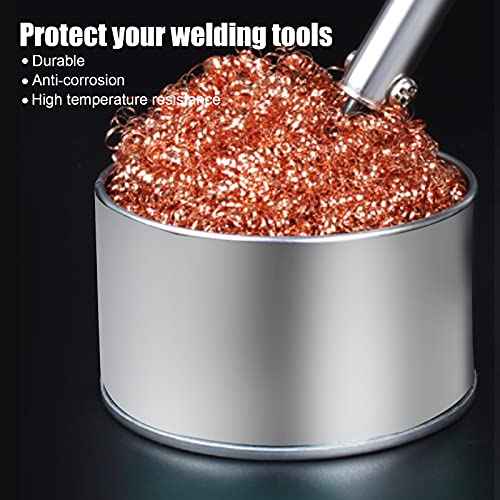 2 Set Soldering Iron Tip Cleaner Kit Brass Wire Ball and Stainless Steel Welding Cleaning Holder with Base for Cleaning Soldering Head Steel Irons Tip