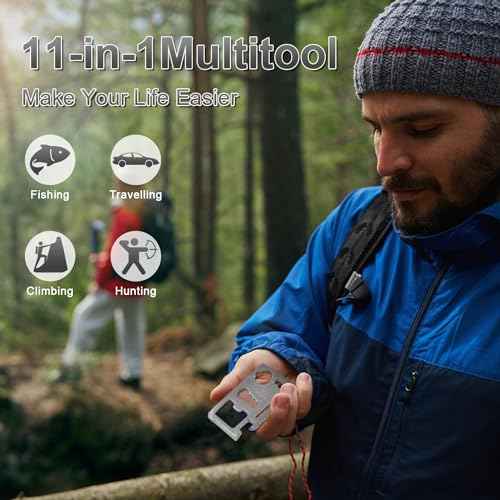 11-in-1 Credit Card Multitool For Men, 10 Pack Survival Pocket Tools, Thickened Stainless Steel Bottle Opener, Credit Card Wallet Tool, Double Row Sawtooth Pocket Tool