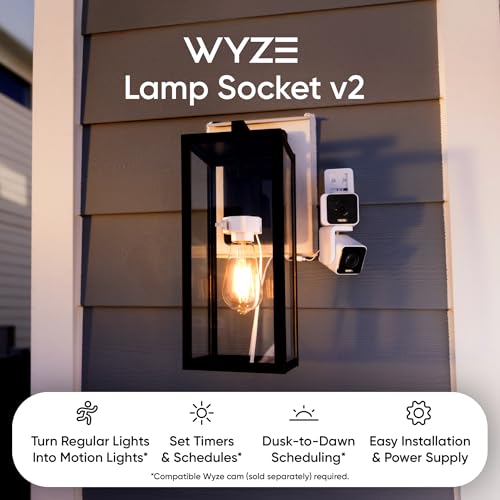 Wyze Lamp Socket v2 Power Adapter for Wyze Cam v3/v4/Og/Pan v3/v4 - Smart Lighting