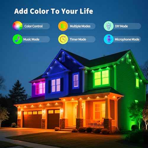 50ft Permanent Outdoor RGB Lights with App Smart LED String Light Remote Control Outdoor Hanging Party Light Waterproof Color Changing Outside Lights for Yard Holiday Christmas House Roof Patio