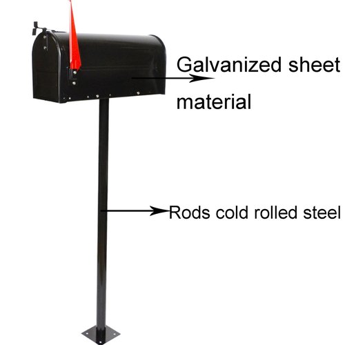 American Outdoor Tall Mailbox Floor Standing All-Weather Letter Storage Boxes Galvanized Steel Pillar Mailboxes for Villa Garden Lawn