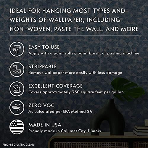 Roman PRO-880 Ultra Clear Wallpaper Adhesive - Strippable 1-Gallon