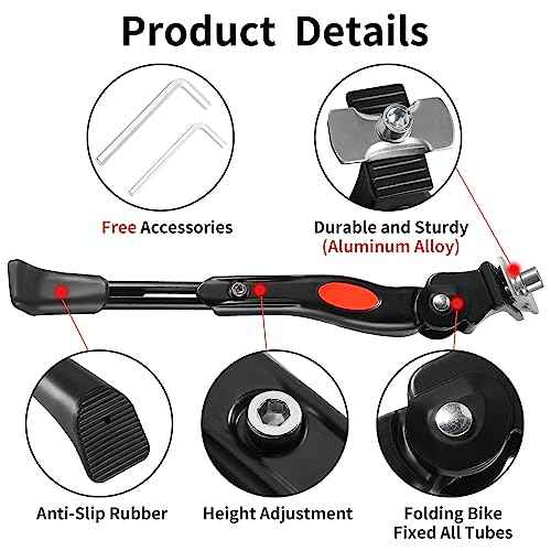 Adjustable Bike Kickstand for Kids 16-20 Inch Bicycles - Rustproof Aluminum Alloy with Anti-Slip Foot, Easy Installation, Durable Bicycle Stand