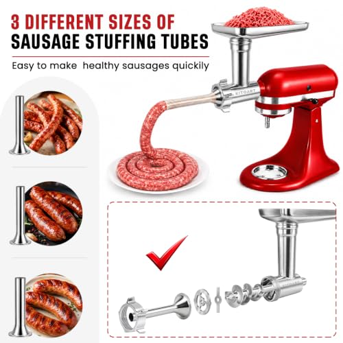 KITOART Aluminium Meat Grinder Attachment for KitchenAid Stand Mixer